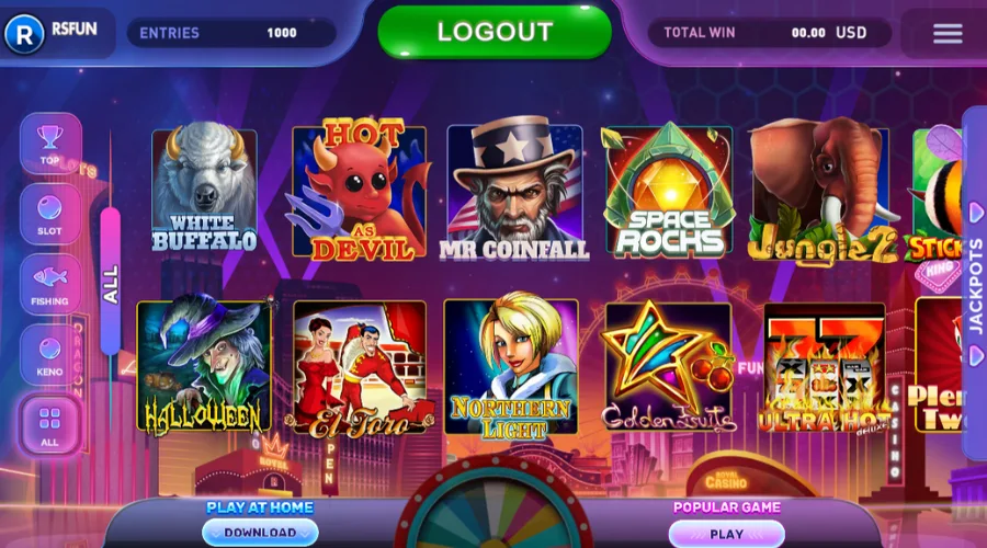 Riversweeps Games in USA overview showing slots, fish tables, and keno titles